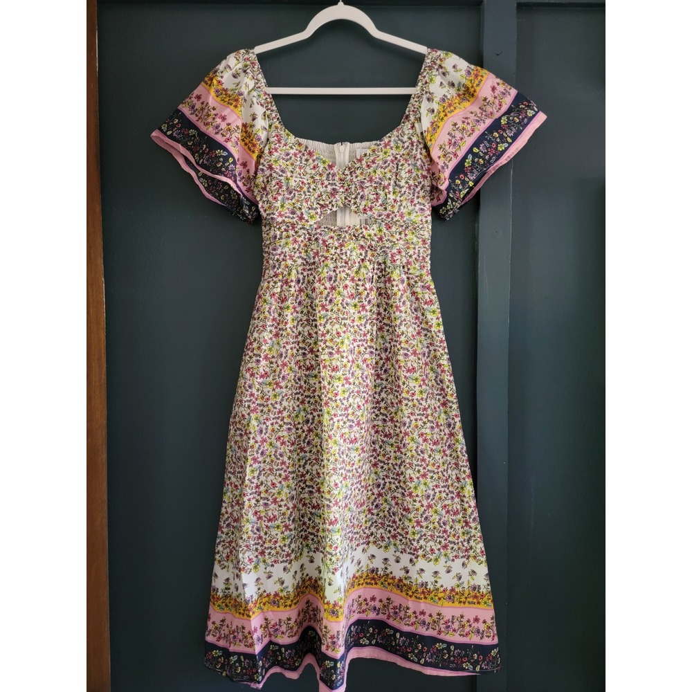 NWT Lost + Wander Cotton Floral Cut-Out Lakeside Cottage Midi Dress Pocket Small